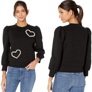 Kate Spade Pearl Heart Sweatshirt, Black, Size XS